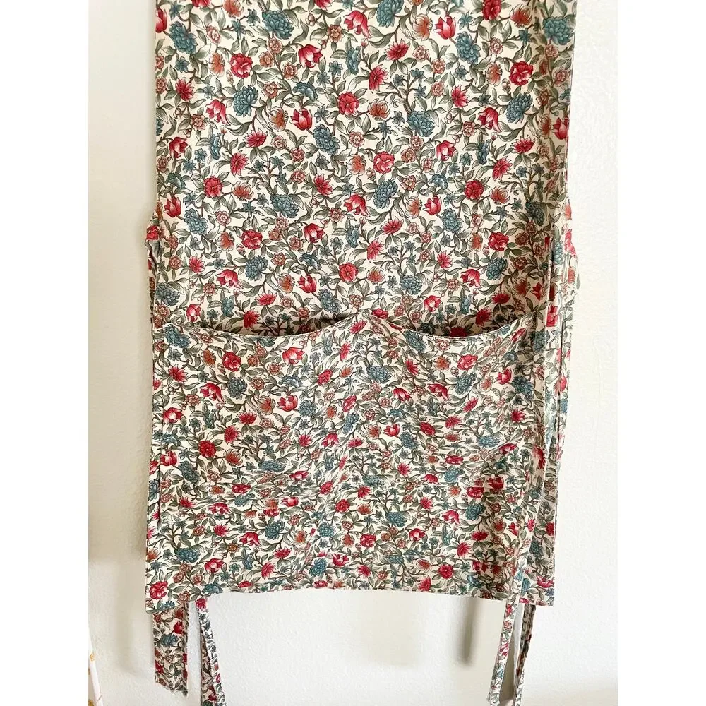 Vintage Handmade Floral Bib Apron Cotton Cottagecore Hostess Apron